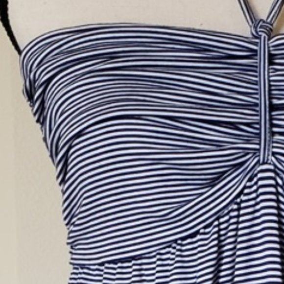 Angie Navy White Striped Halter Summer Womens Top Size Large - Picture 5 of 9